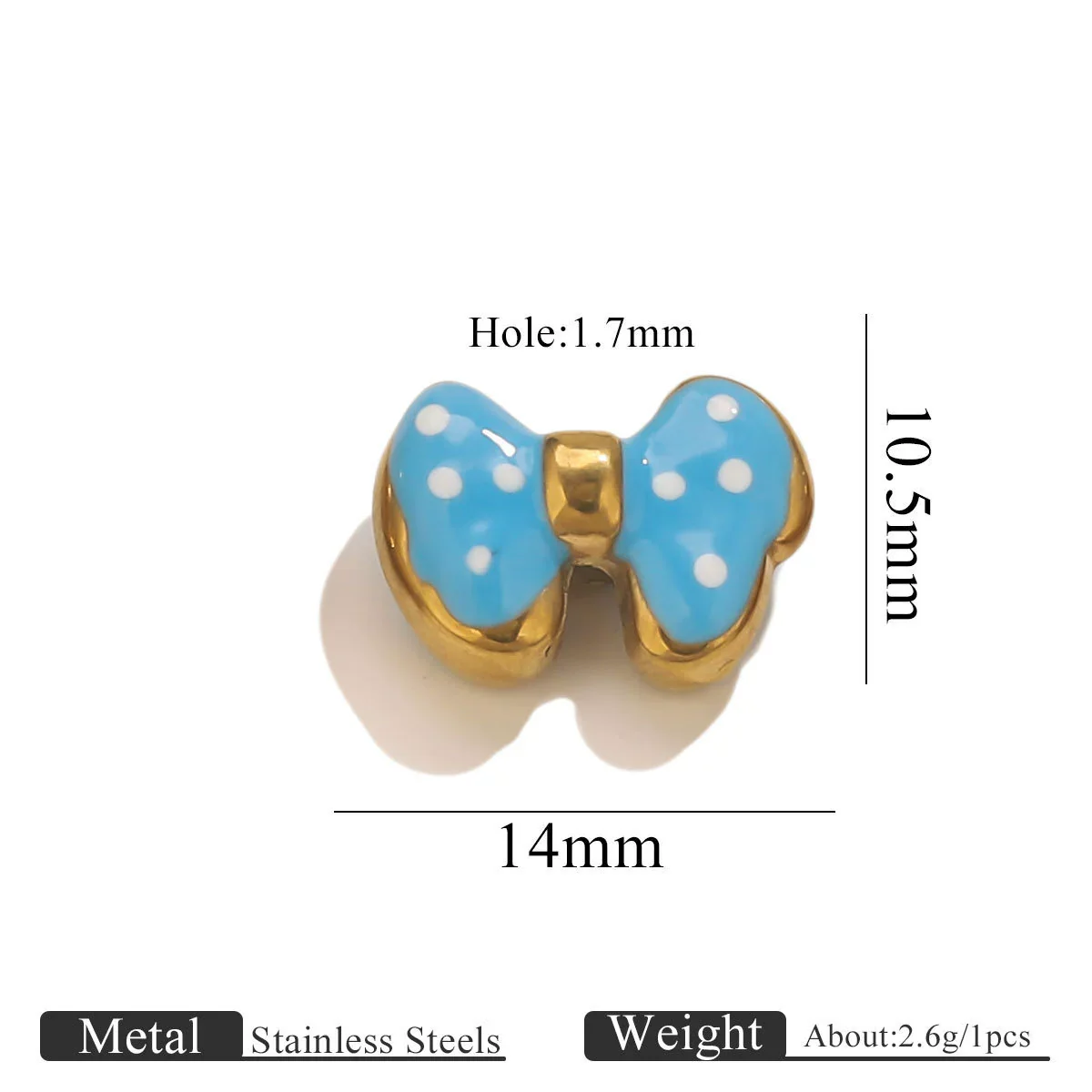 Wholesale Stainless Steel Jewelry Accessories Dripping Oil Bow Pendant For Bracelet - Image 10