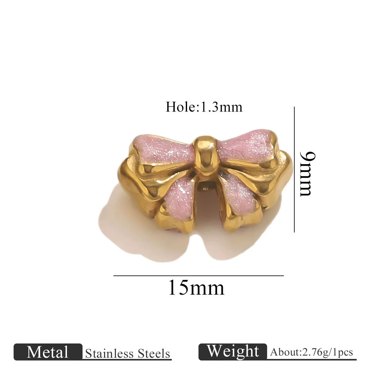 Wholesale Stainless Steel Jewelry Accessories Dripping Oil Bow Pendant For Bracelet - Image 12
