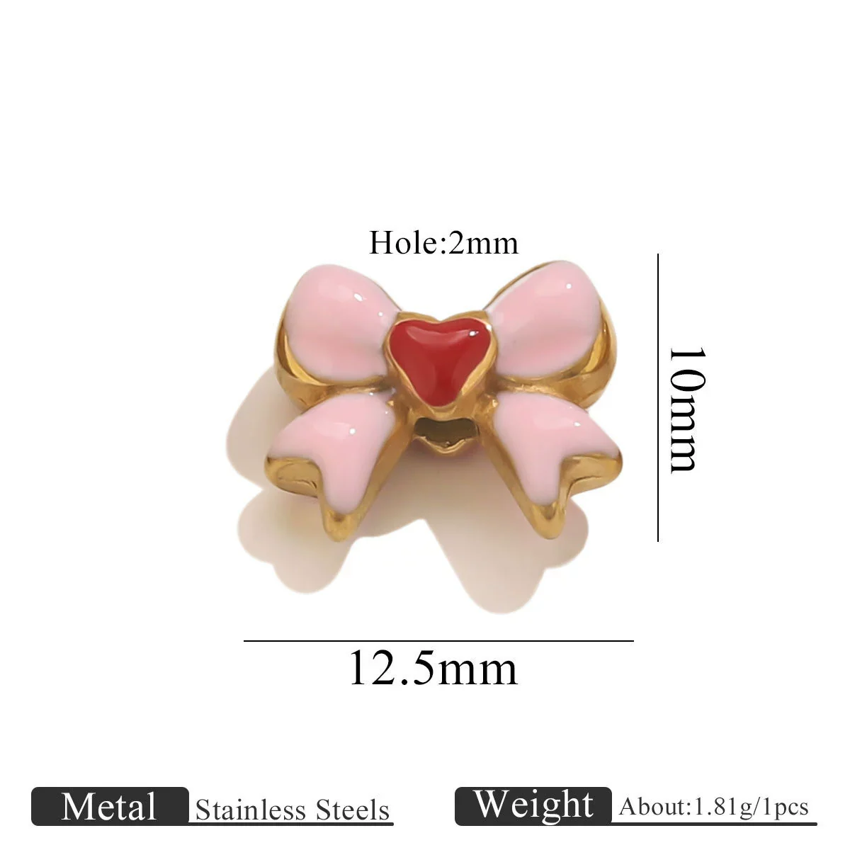Wholesale Stainless Steel Jewelry Accessories Dripping Oil Bow Pendant For Bracelet - Image 7