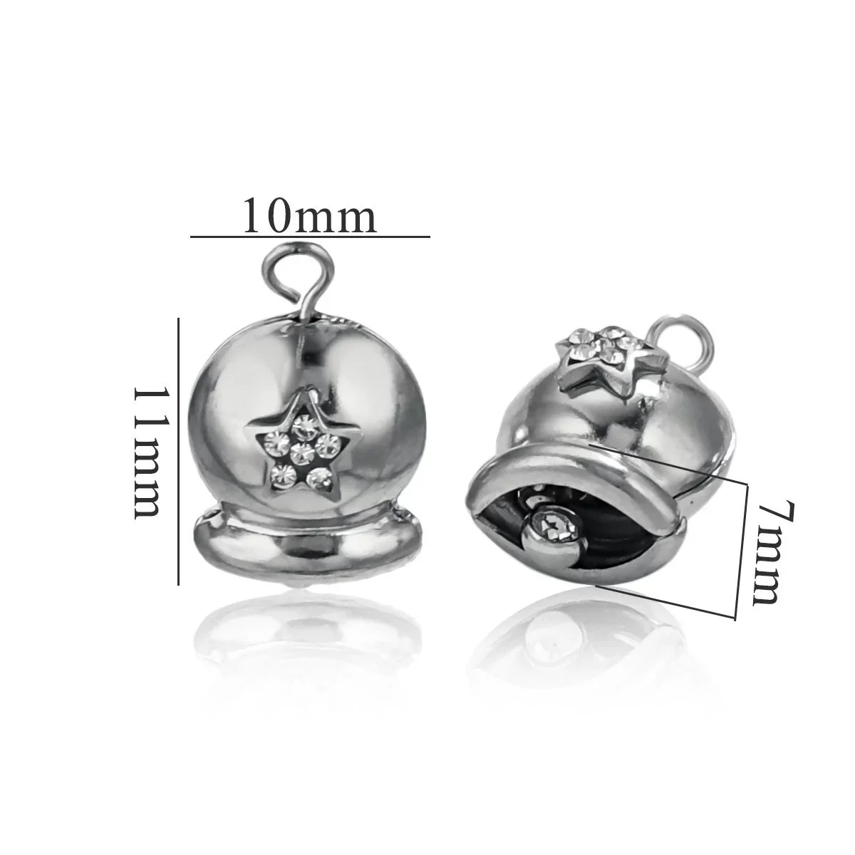 Wholesale Stainless Steel Jewelry Christmas Decoration Metal Small Bell And Peach Heart Pendant For Diy Titanium Steel Bracelet Electroplated Waterproof - Image 10