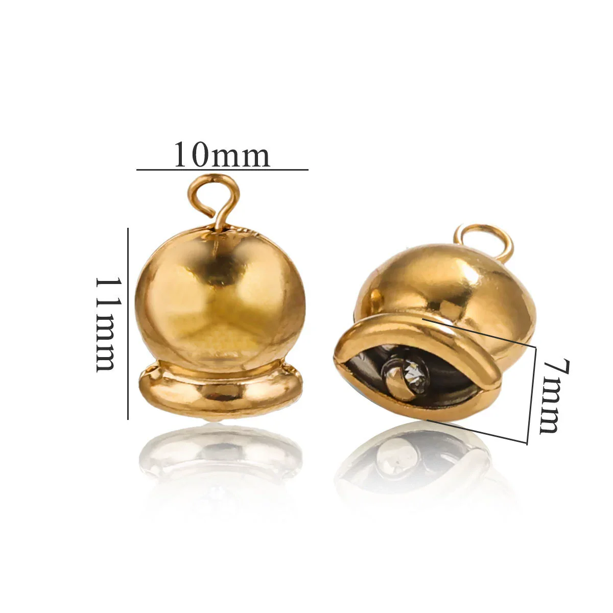 Wholesale Stainless Steel Jewelry Christmas Decoration Metal Small Bell And Peach Heart Pendant For Diy Titanium Steel Bracelet Electroplated Waterproof - Image 13