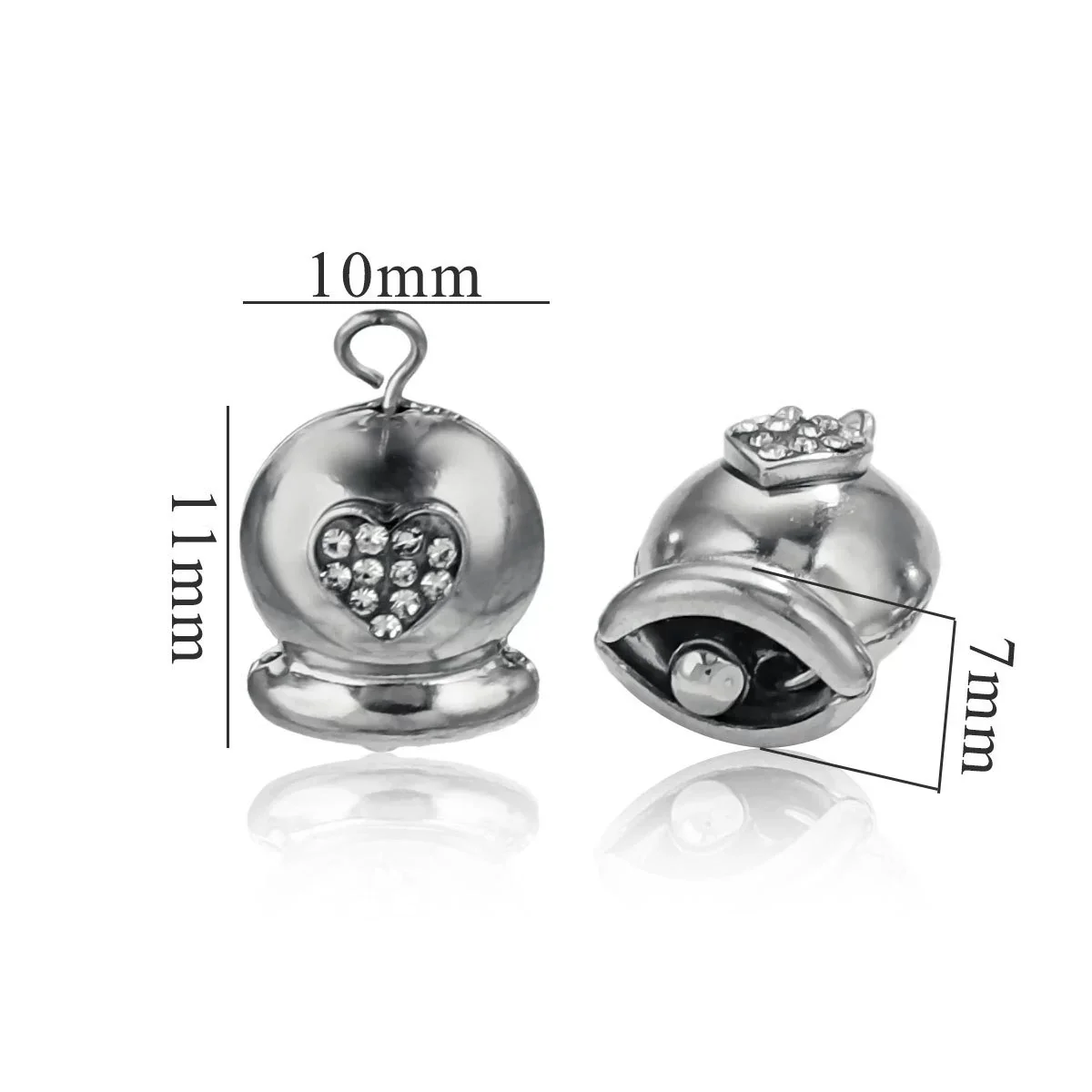 Wholesale Stainless Steel Jewelry Christmas Decoration Metal Small Bell And Peach Heart Pendant For Diy Titanium Steel Bracelet Electroplated Waterproof - Image 8
