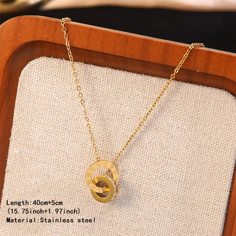 Wholesale Stainless Steel Jewelry Set With Cross Crown Roman Numeral Patterns Electroplated For Women - Image 4
