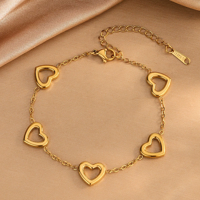 Wholesale Stainless Steel Jewelry Set With Heart Water Drop Bell Patterns 18K Gold Plated For Women - Image 3