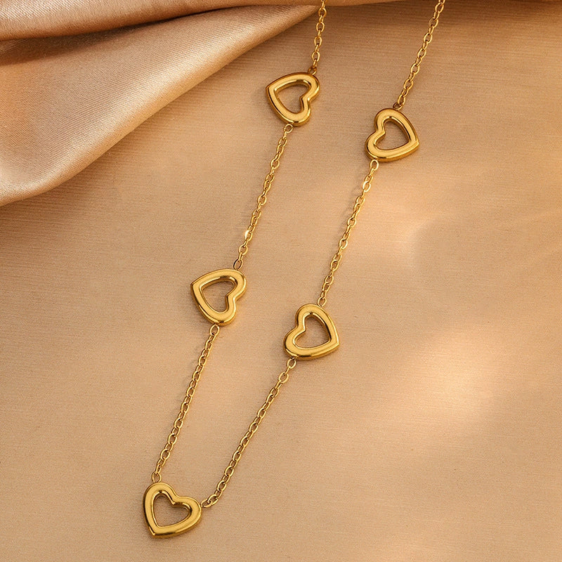 Wholesale Stainless Steel Jewelry Set With Heart Water Drop Bell Patterns 18K Gold Plated For Women - Image 4