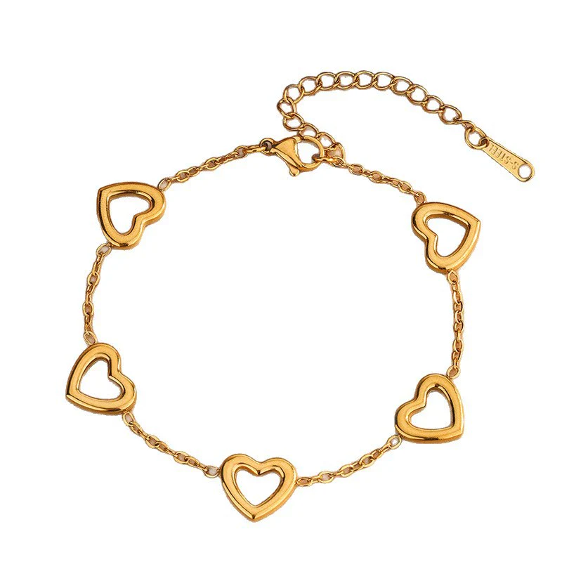 Wholesale Stainless Steel Jewelry Set With Heart Water Drop Bell Patterns 18K Gold Plated For Women - Image 5