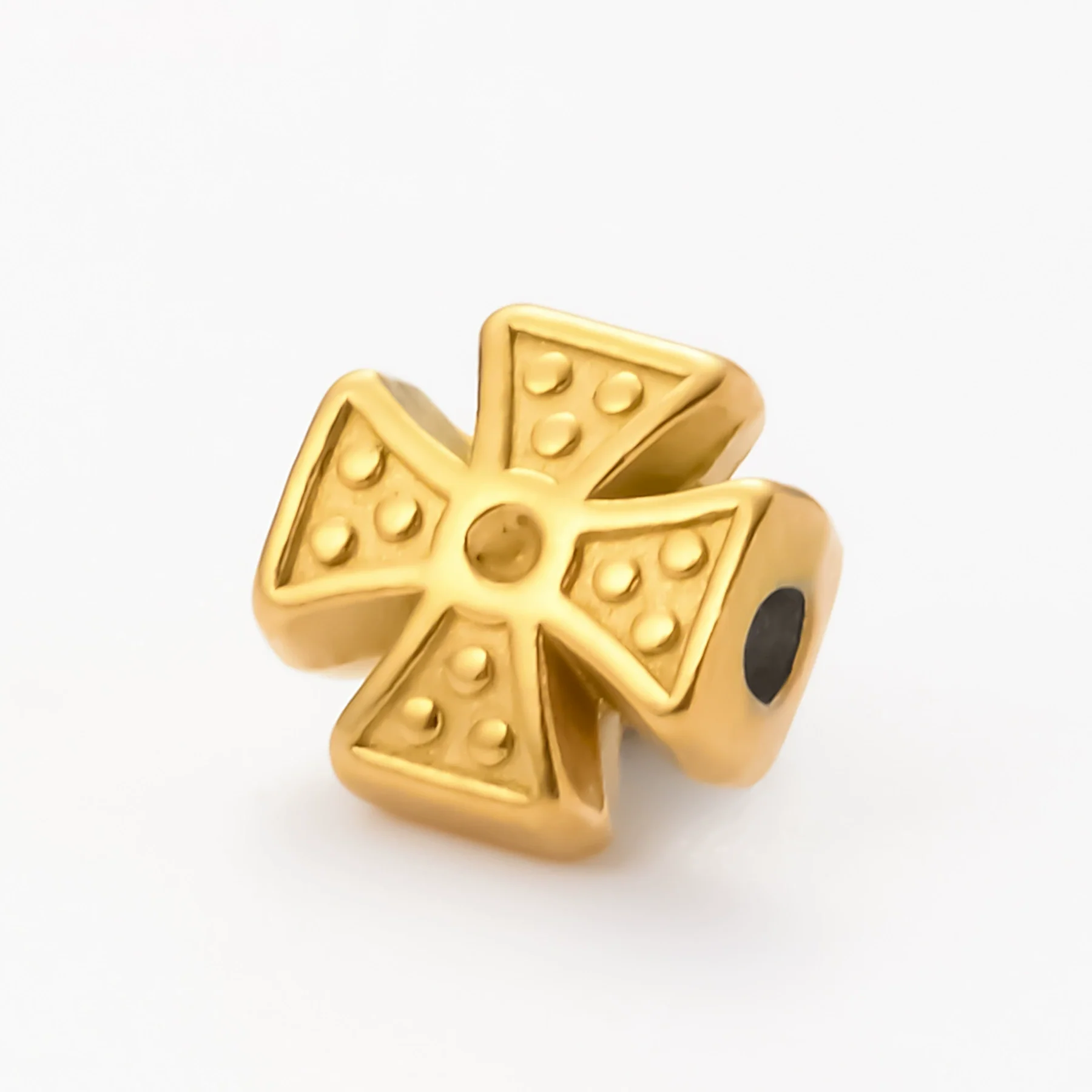 Wholesale Stainless Steel Jewelry Spacer Beads Accessories With Retro Cross Round Flower Conch Pattern And Colorpreserving Casting Electroplating Process - Image 11