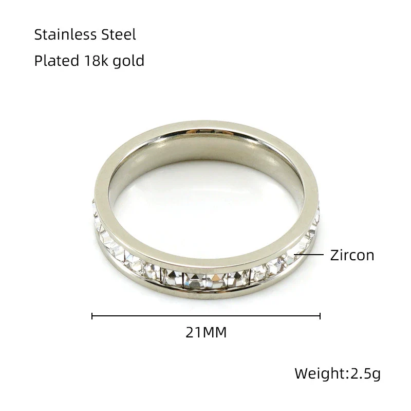 Wholesale 316L Stainless Steel Ladies Geometric Star Inlaid Zircon Electroplated Ring Jewelry - Image 7