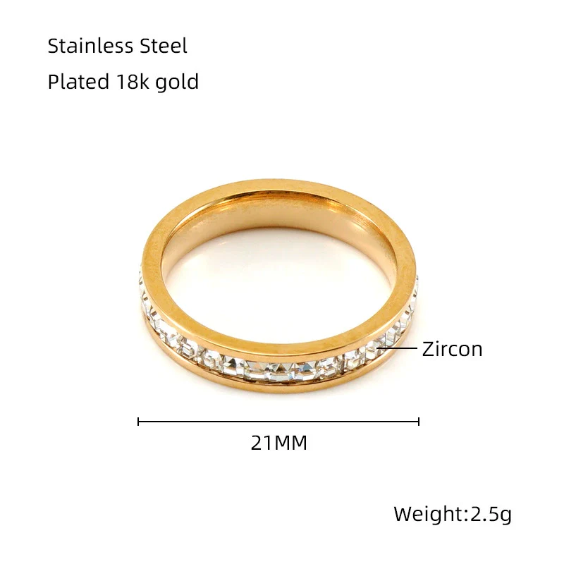 Wholesale 316L Stainless Steel Ladies Geometric Star Inlaid Zircon Electroplated Ring Jewelry - Image 8