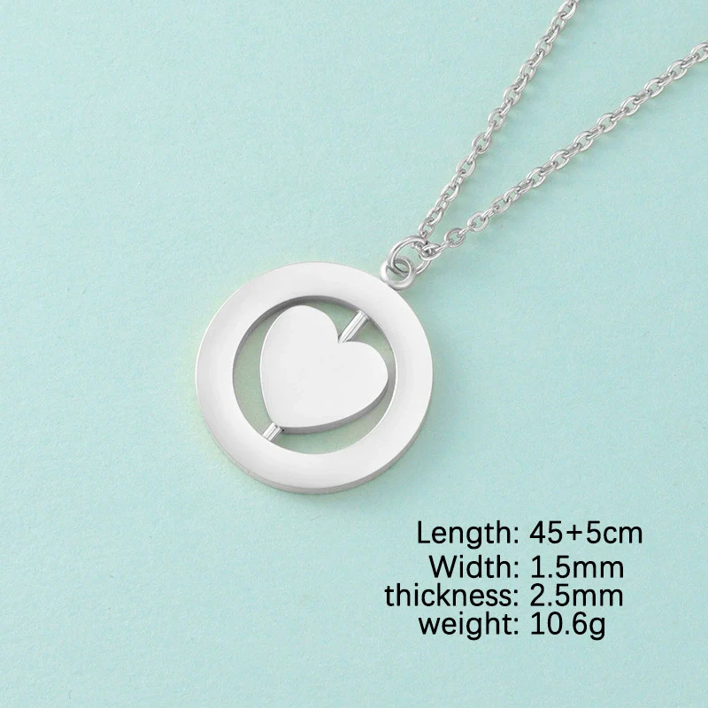 Wholesale Stainless Steel Love Rotatable Double Round Necklace Jewelry Clavicle Chain With Geometric Style - Image 6