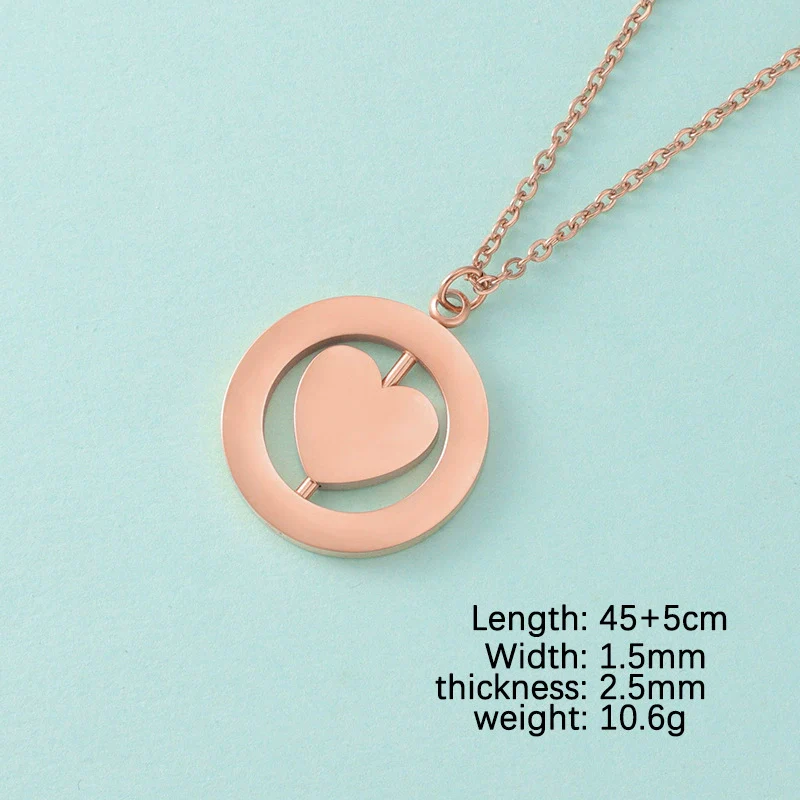Wholesale Stainless Steel Love Rotatable Double Round Necklace Jewelry Clavicle Chain With Geometric Style - Image 8