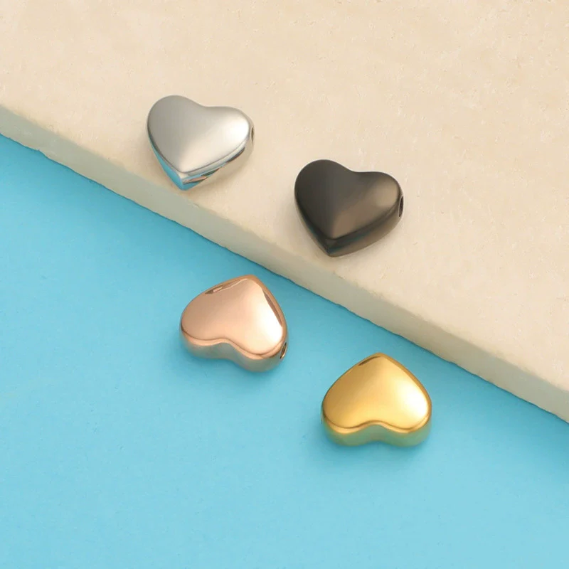 Wholesale Stainless Steel Love Shaped Beads With Small Hole Mirror Finish Polishing Jewelry Accessories Diy Handmade