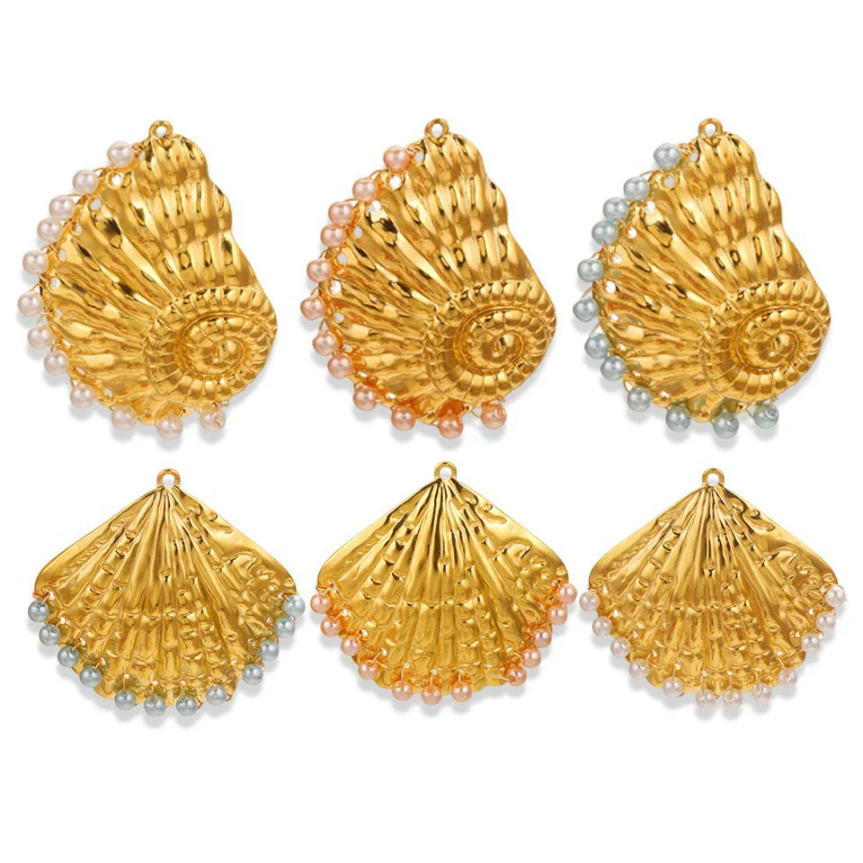 Wholesale Stainless Steel Marine Life Conch Shell Pendant Diy Handmade Jewelry Accessories Electroplated