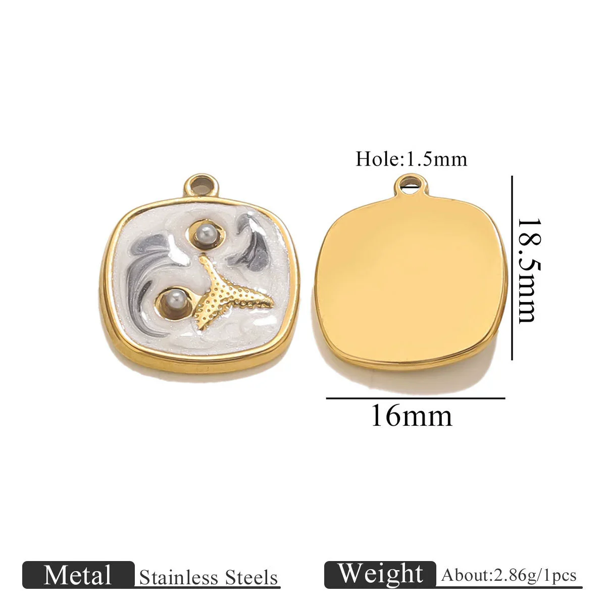 Wholesale Stainless Steel Marine Style Pendants With Shells Mermaids Turtles Square Oval Shapes Electroplated - Image 11