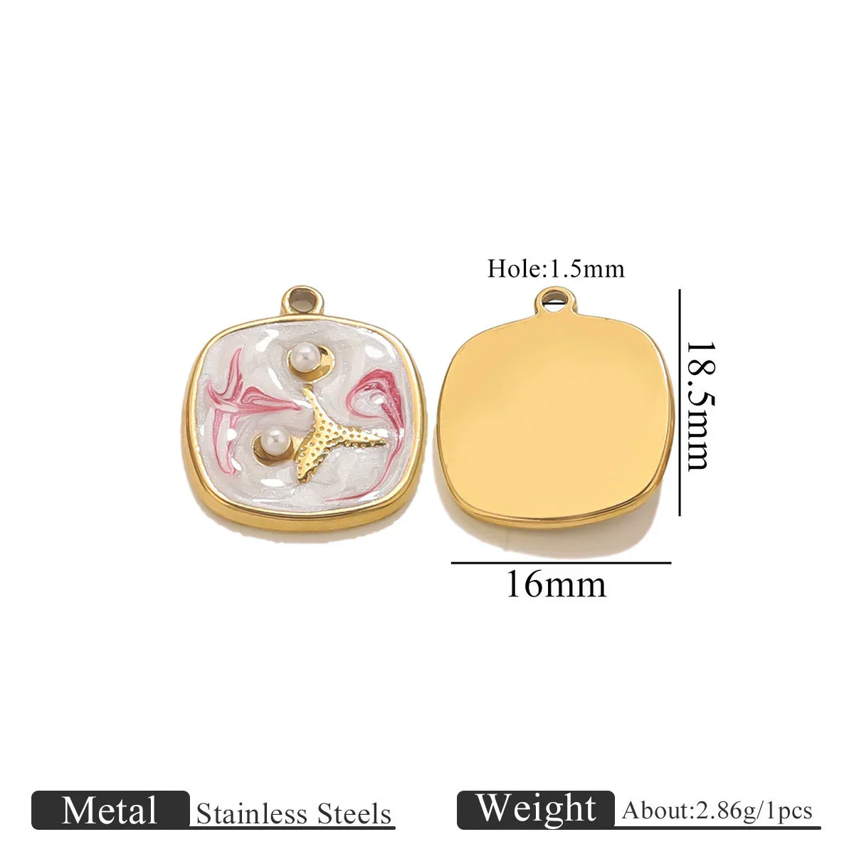 Wholesale Stainless Steel Marine Style Pendants With Shells Mermaids Turtles Square Oval Shapes Electroplated - Image 12