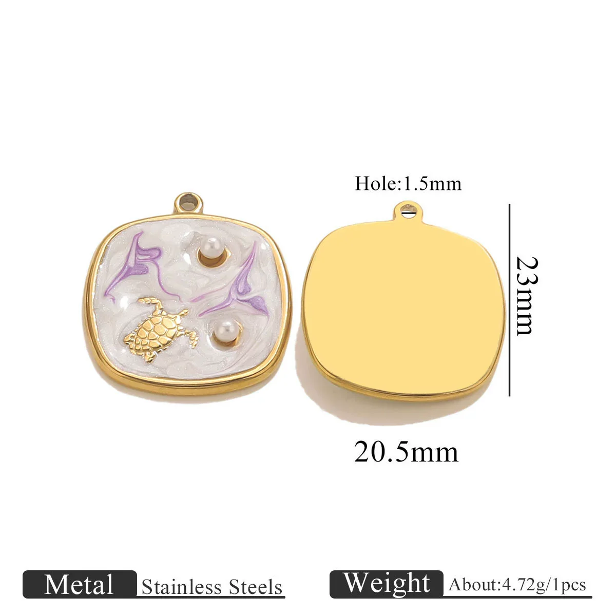 Wholesale Stainless Steel Marine Style Pendants With Shells Mermaids Turtles Square Oval Shapes Electroplated - Image 14