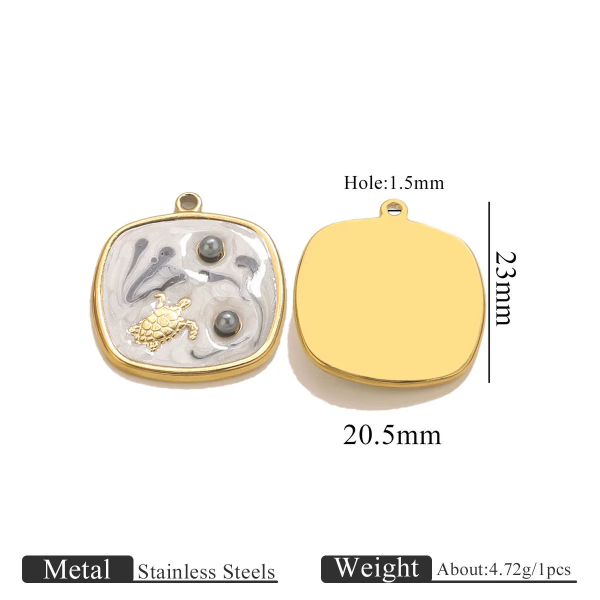 Wholesale Stainless Steel Marine Style Pendants With Shells Mermaids Turtles Square Oval Shapes Electroplated - Image 16
