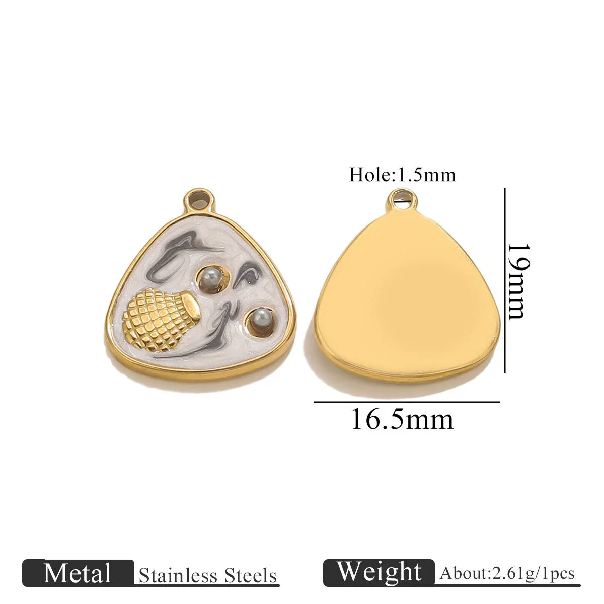 Wholesale Stainless Steel Marine Style Pendants With Shells Mermaids Turtles Square Oval Shapes Electroplated - Image 6