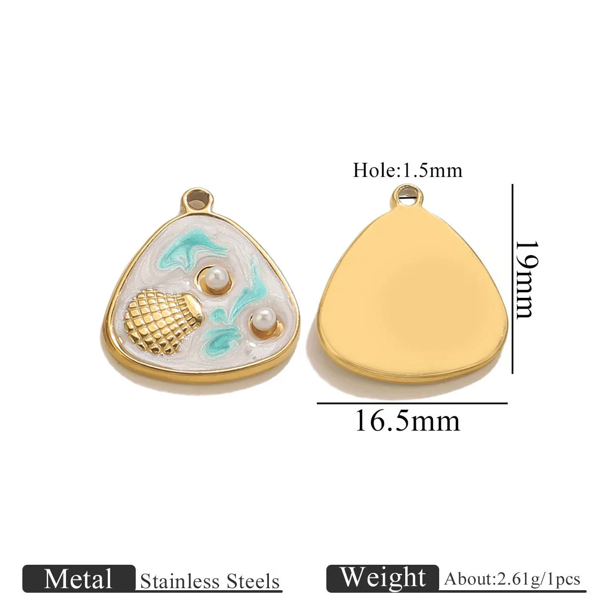 Wholesale Stainless Steel Marine Style Pendants With Shells Mermaids Turtles Square Oval Shapes Electroplated - Image 7
