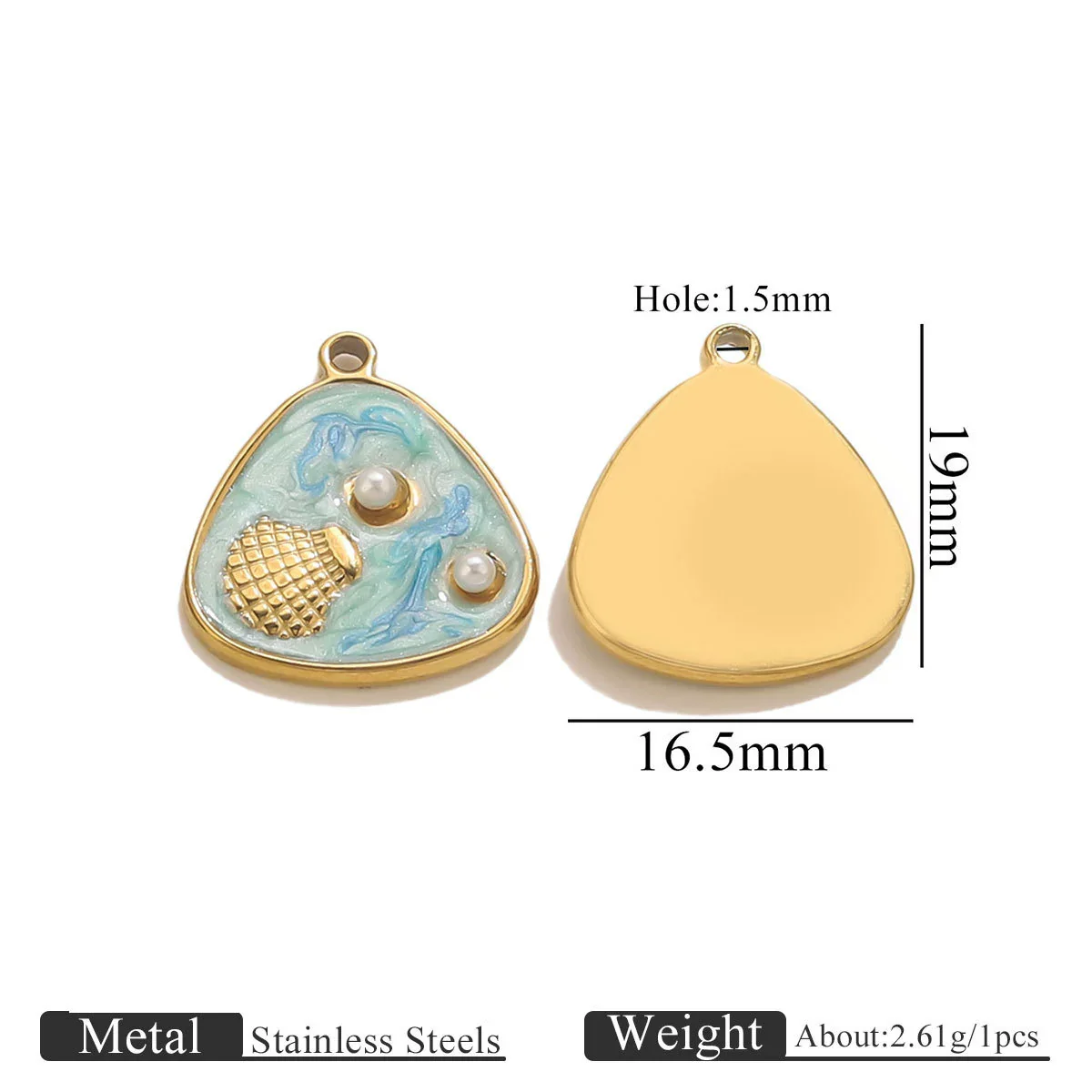 Wholesale Stainless Steel Marine Style Pendants With Shells Mermaids Turtles Square Oval Shapes Electroplated - Image 8