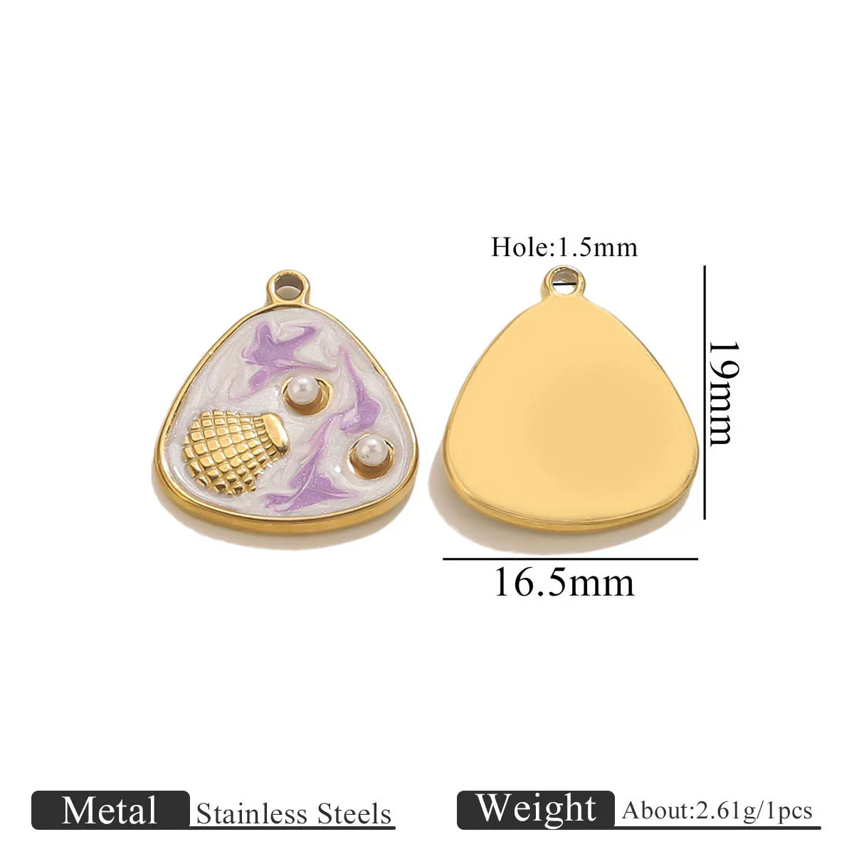 Wholesale Stainless Steel Marine Style Pendants With Shells Mermaids Turtles Square Oval Shapes Electroplated - Image 9