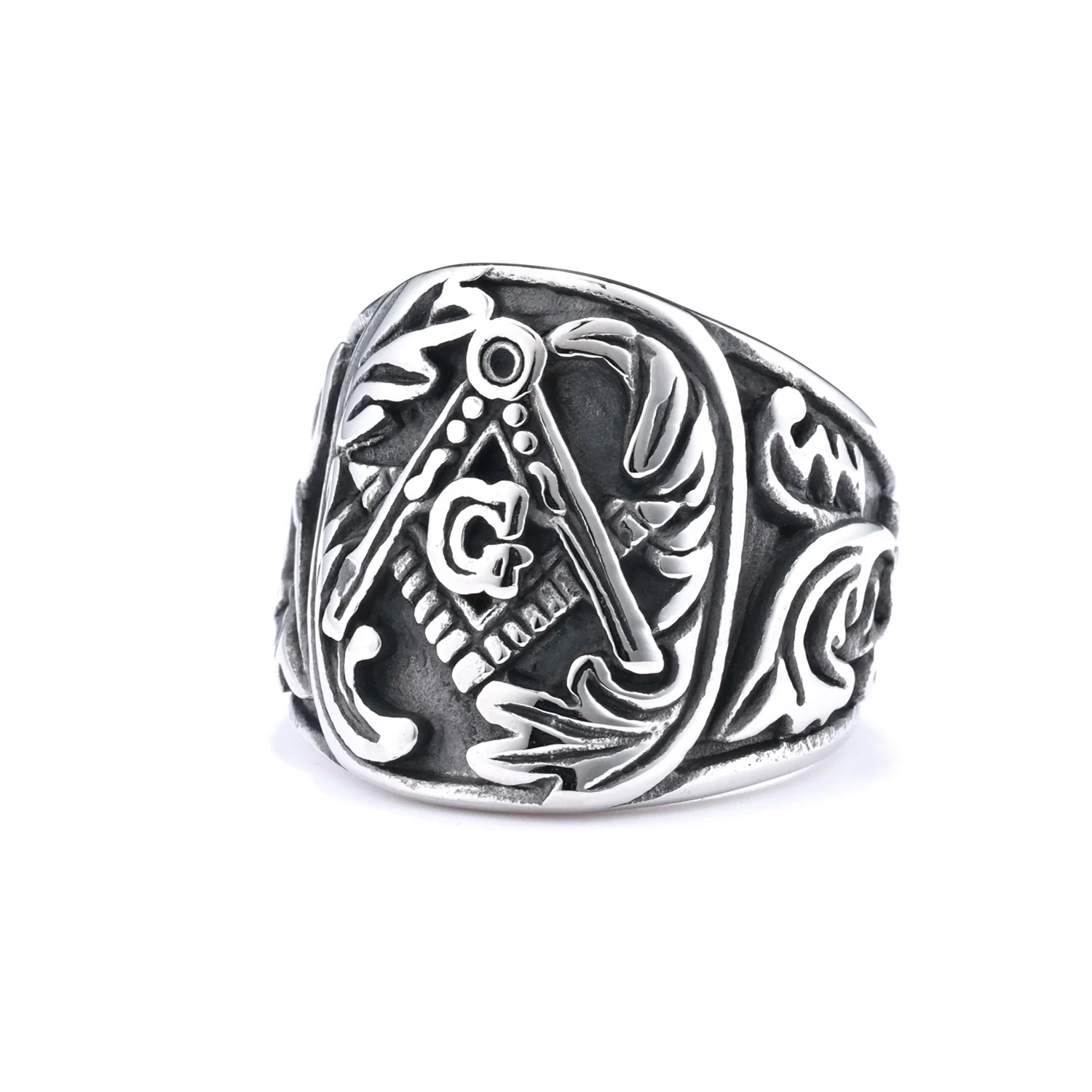 Wholesale Stainless Steel Masonic Ring With Carved Letters Numbers Text And Polish Finish For Men And Women - Image 2