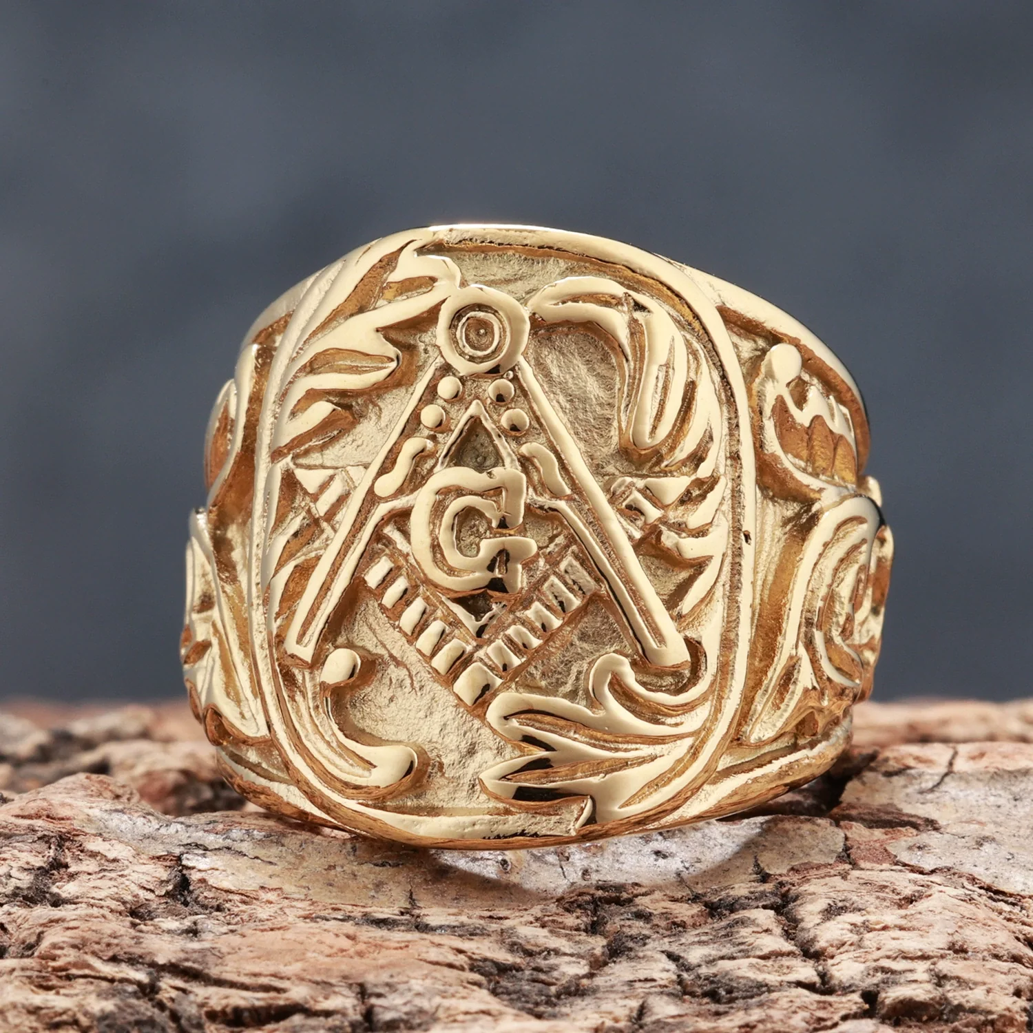 Wholesale Stainless Steel Masonic Ring With Carved Letters Numbers Text And Polish Finish For Men And Women - Image 3