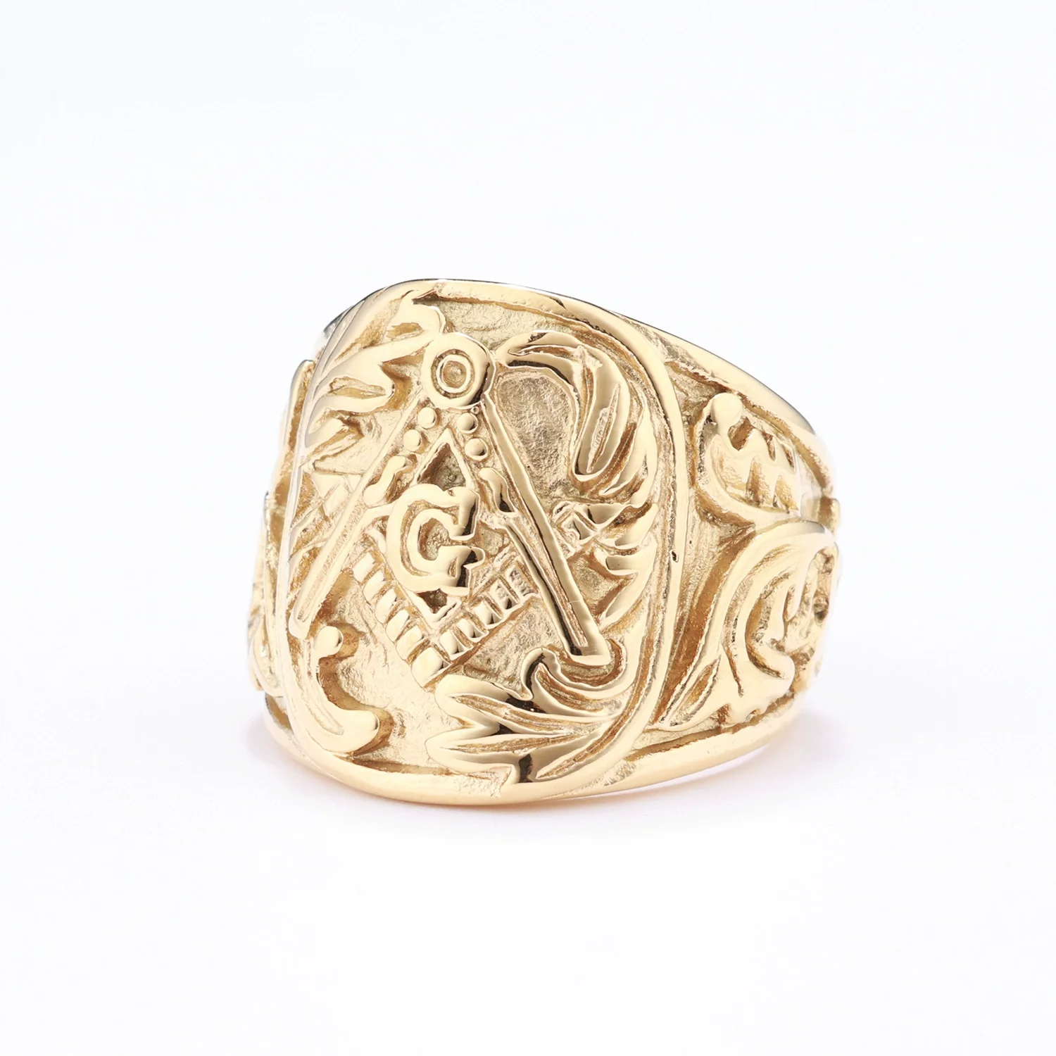 Wholesale Stainless Steel Masonic Ring With Carved Letters Numbers Text And Polish Finish For Men And Women - Image 5