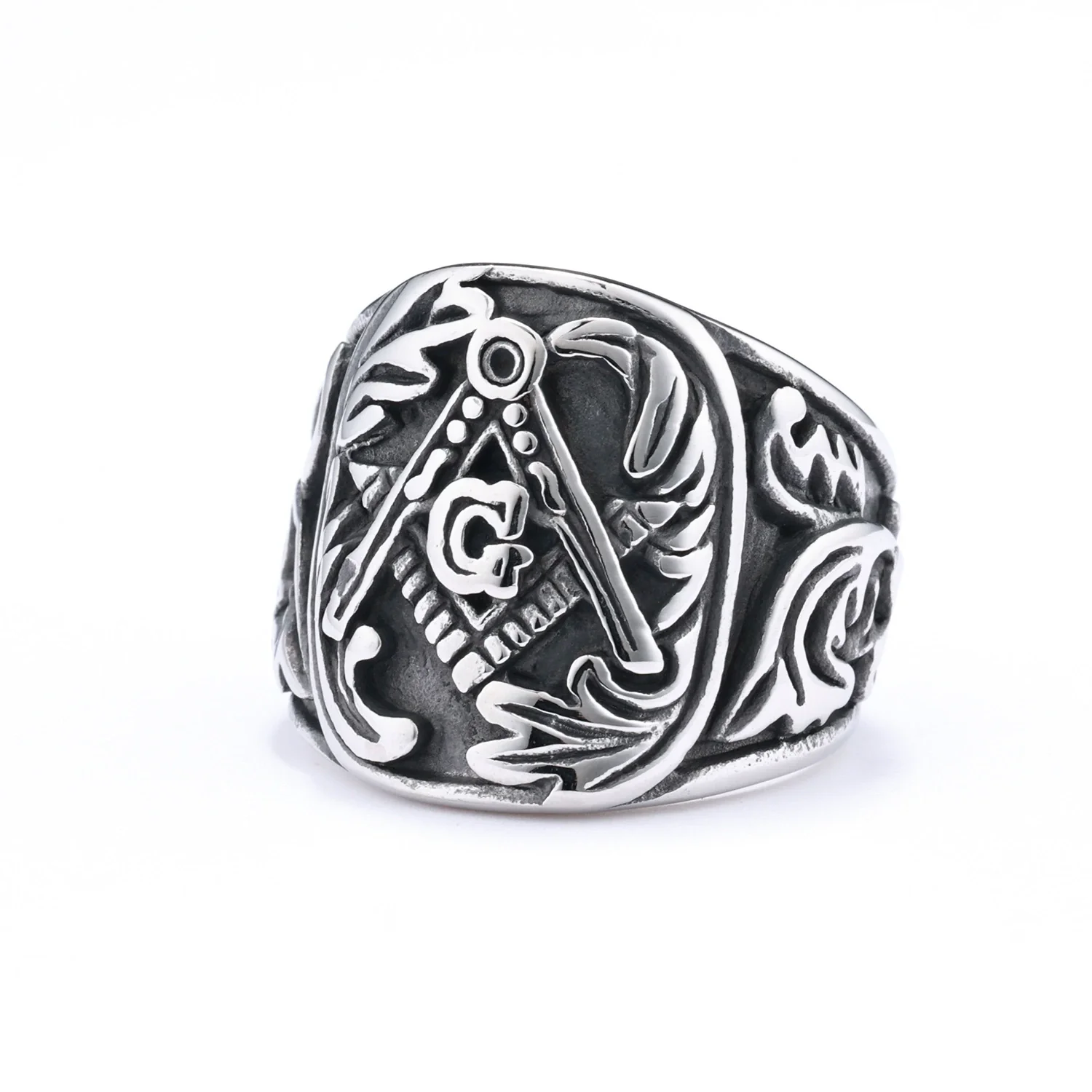 Wholesale Stainless Steel Masonic Ring With Carved Letters Numbers Text And Polish Finish For Men And Women - Image 6