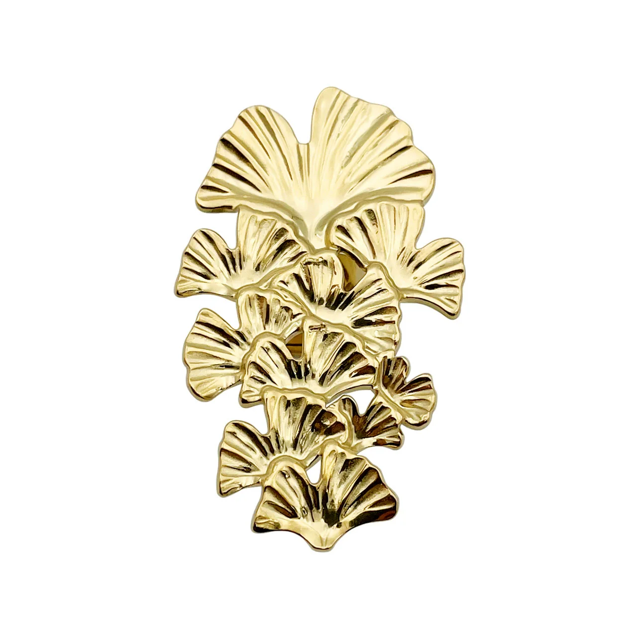 Wholesale Stainless Steel Medievalstyle Ginkgo Leaf Stacked Long Earrings Plated With Gold - Image 5
