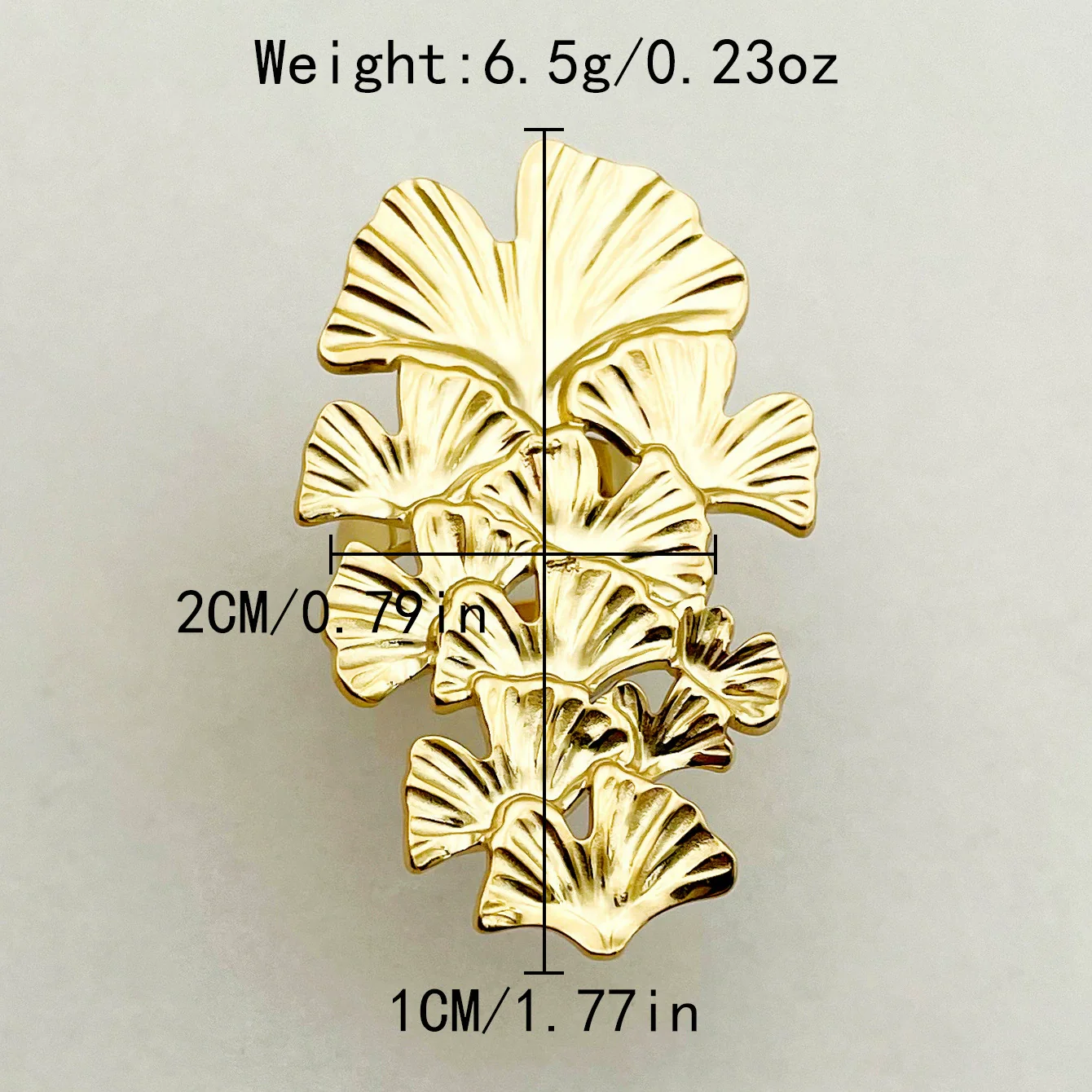 Wholesale Stainless Steel Medievalstyle Ginkgo Leaf Stacked Long Earrings Plated With Gold - Image 6