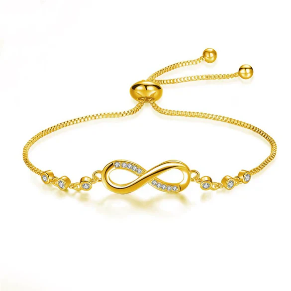 Wholesale Stainless Steel Microset Zircon Infinite 8Shaped Heart Bracelet With Letter Number And Word Patterns For Women Real Gold Plated - Image 2