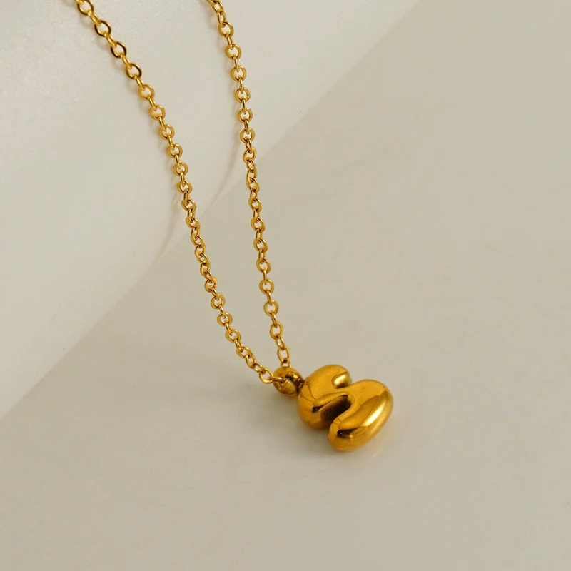 Wholesale 316L Stainless Steel Mini Bubble Letter Pendant Necklace With Electroplating Fashion Simple Temperament - Image 24