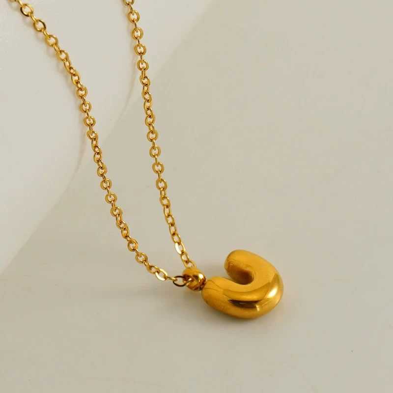 Wholesale 316L Stainless Steel Mini Bubble Letter Pendant Necklace With Electroplating Fashion Simple Temperament - Image 26