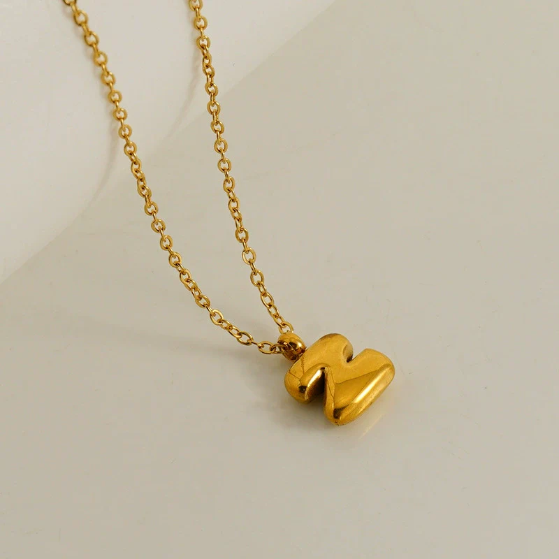 Wholesale 316L Stainless Steel Mini Bubble Letter Pendant Necklace With Electroplating Fashion Simple Temperament - Image 31