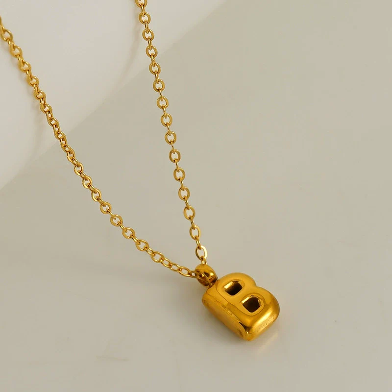 Wholesale 316L Stainless Steel Mini Bubble Letter Pendant Necklace With Electroplating Fashion Simple Temperament - Image 7