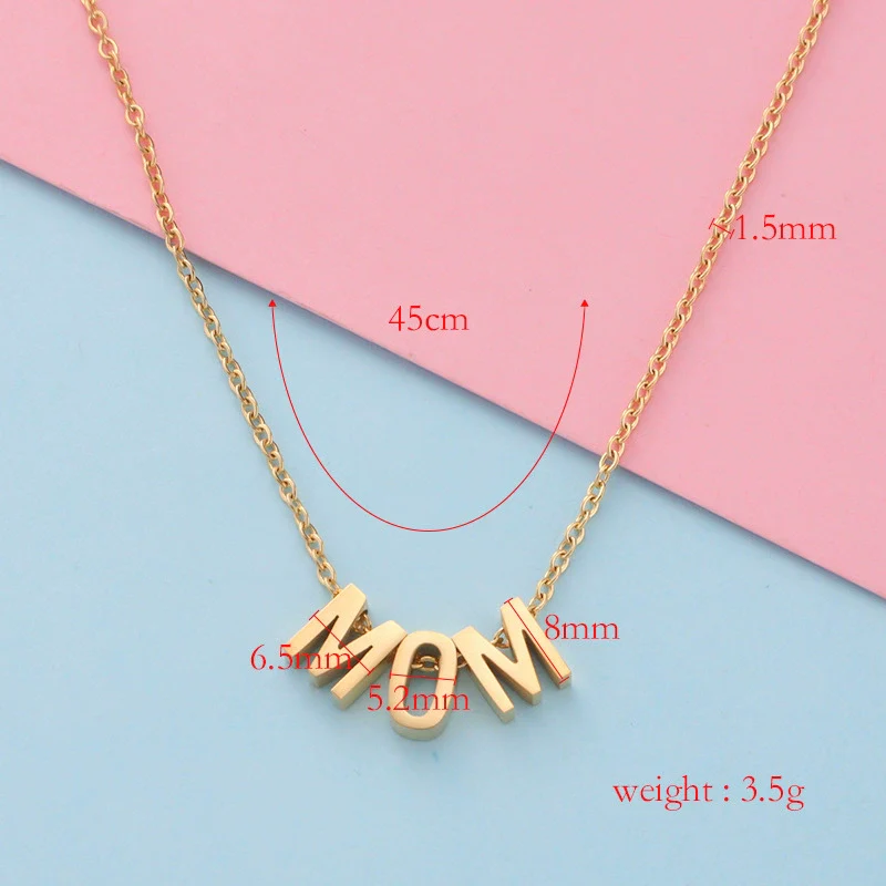 Wholesale Stainless Steel Mirror Polished Letter Pendant Necklace With Water Wave Chain - Image 3