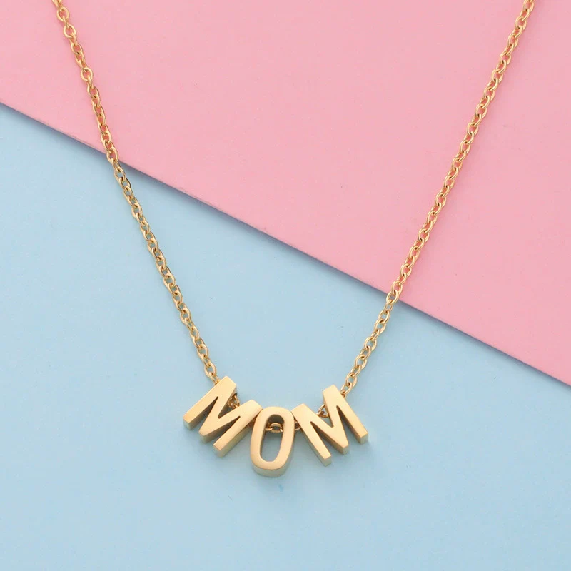 Wholesale Stainless Steel Mirror Polished Letter Pendant Necklace With Water Wave Chain - Image 7