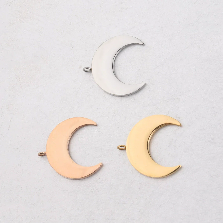 Wholesale Stainless Steel Moon Crescent Horn Pendant Jewelry Accessories Mirror Polished Little Fresh Minimalist Style
