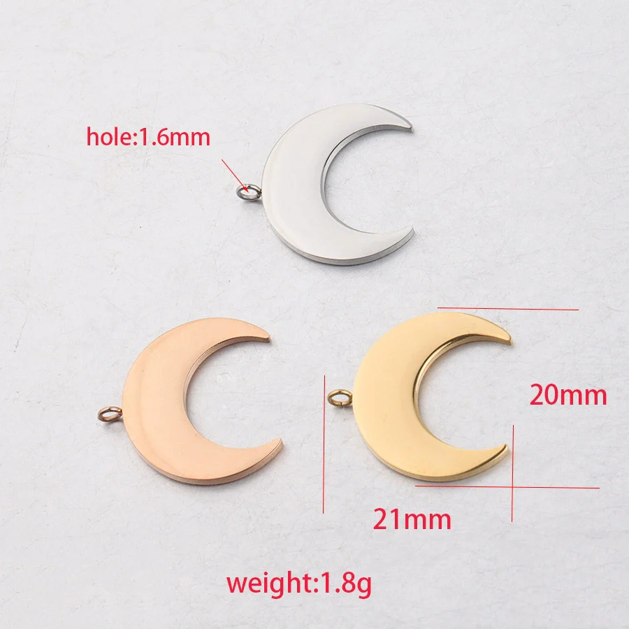 Wholesale Stainless Steel Moon Crescent Horn Pendant Jewelry Accessories Mirror Polished Little Fresh Minimalist Style - Image 2