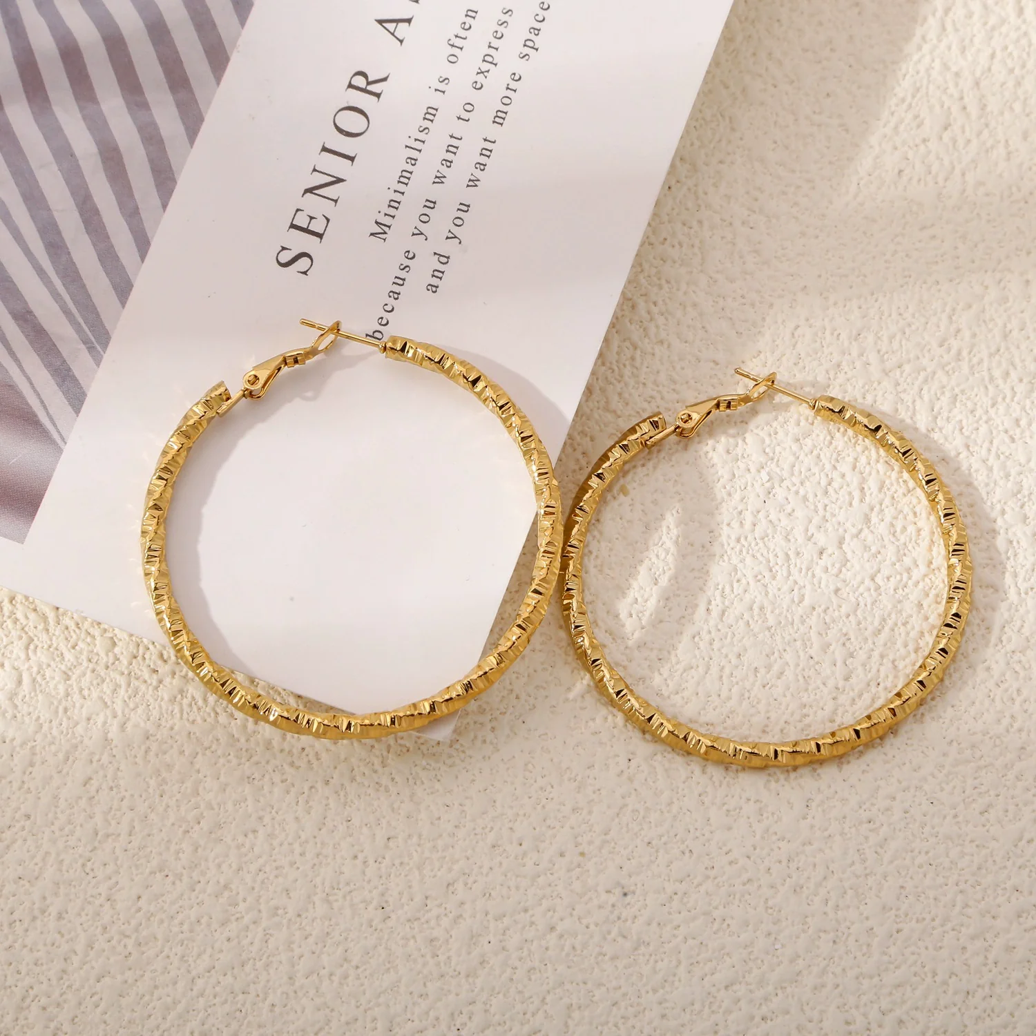 Wholesale Stainless Steel Multisurface Cutting Electroplated Women's Light Luxury Exaggerated Earrings - Image 4