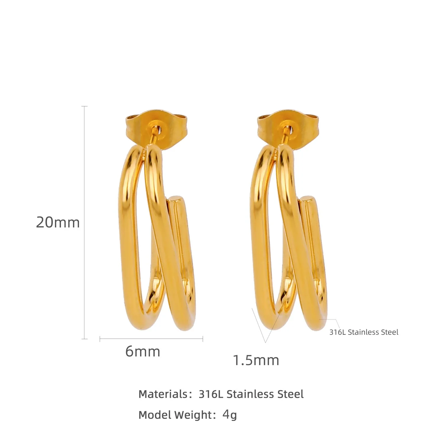 Wholesale Stainless Steel Natural Style Geometric And Leaf Patterned Electroplated Triangle Blade Lava Texture Earrings For Women - Image 11