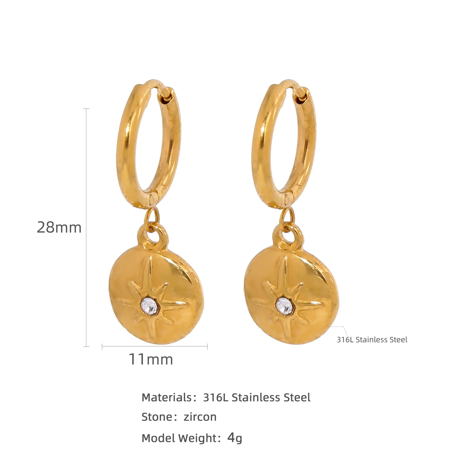 Wholesale Stainless Steel Natural Style Geometric And Leaf Patterned Electroplated Triangle Blade Lava Texture Earrings For Women - Image 12