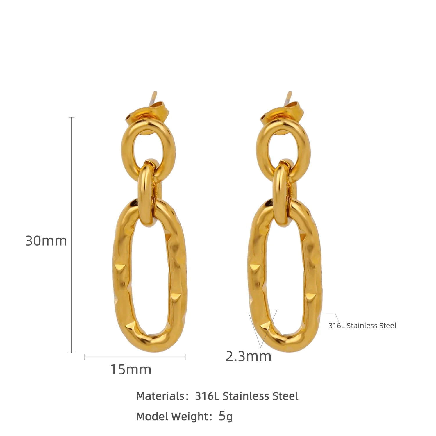 Wholesale Stainless Steel Natural Style Geometric And Leaf Patterned Electroplated Triangle Blade Lava Texture Earrings For Women - Image 14