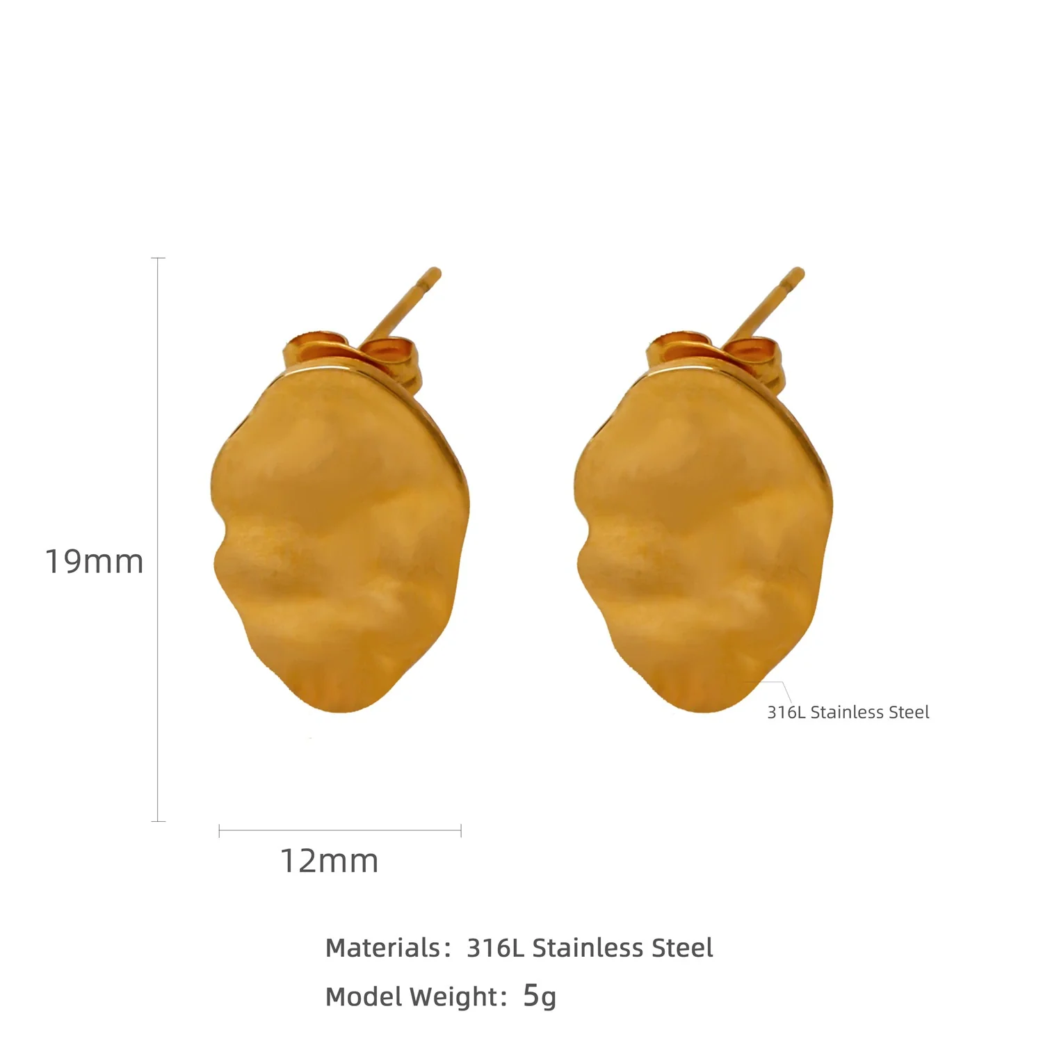 Wholesale Stainless Steel Natural Style Geometric And Leaf Patterned Electroplated Triangle Blade Lava Texture Earrings For Women - Image 25