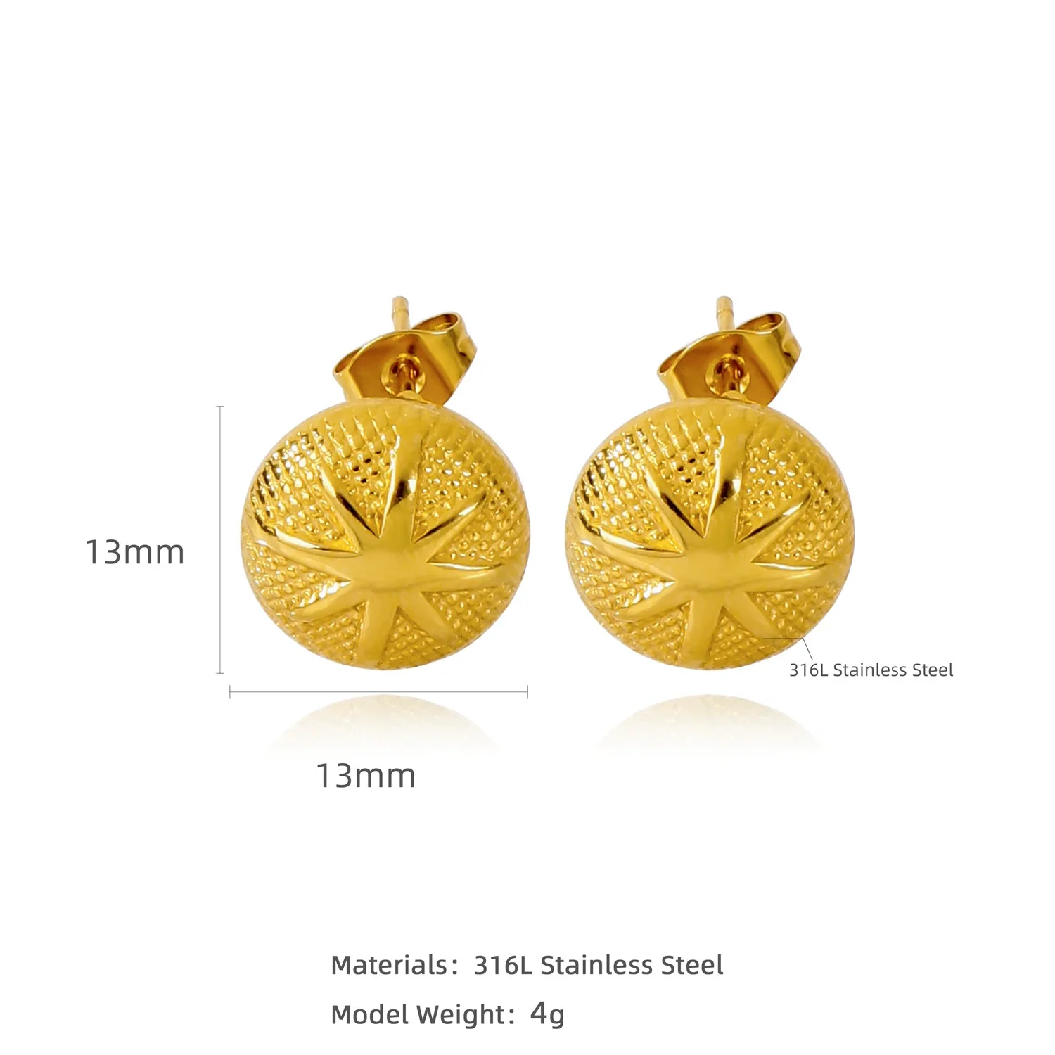 Wholesale Stainless Steel Natural Style Geometric And Leaf Patterned Electroplated Triangle Blade Lava Texture Earrings For Women - Image 7