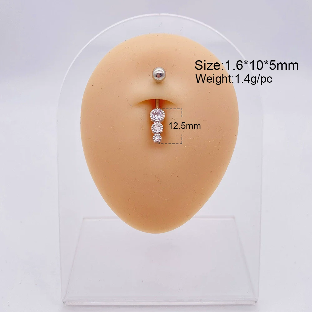Wholesale Stainless Steel Navel Ring With Heart Butterfly Skull Leaves Star Crown Flowers Zircon Electroplated Women's Piercing Jewelry - Image 3