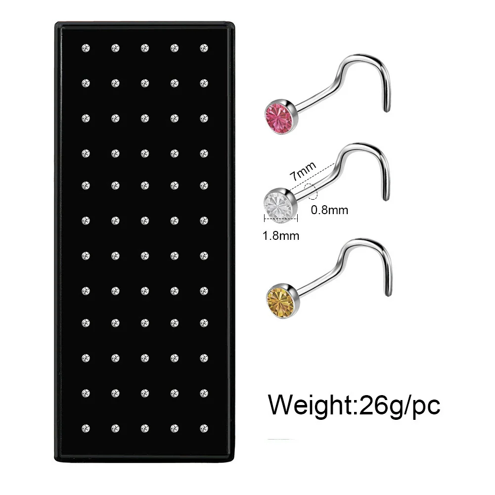Wholesale Stainless Steel Nose Studs And Nose Rings Diamond Encrusted Round Piercing Jewelry - Image 3