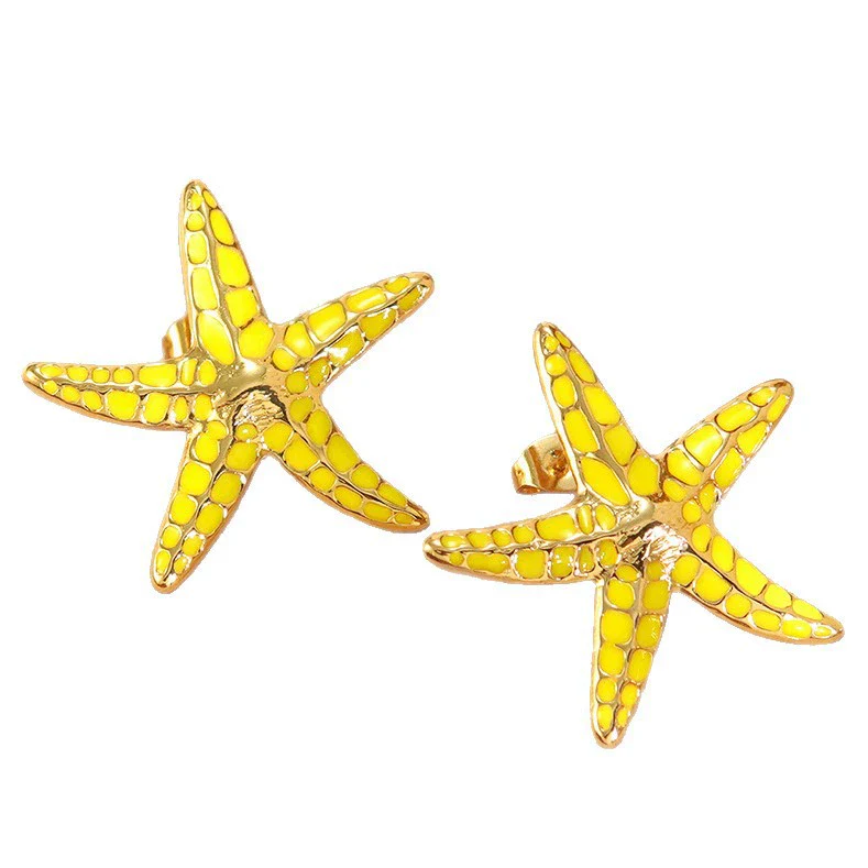 Wholesale Stainless Steel Oil Dripping Star And Starfish Earrings For Women - Image 5