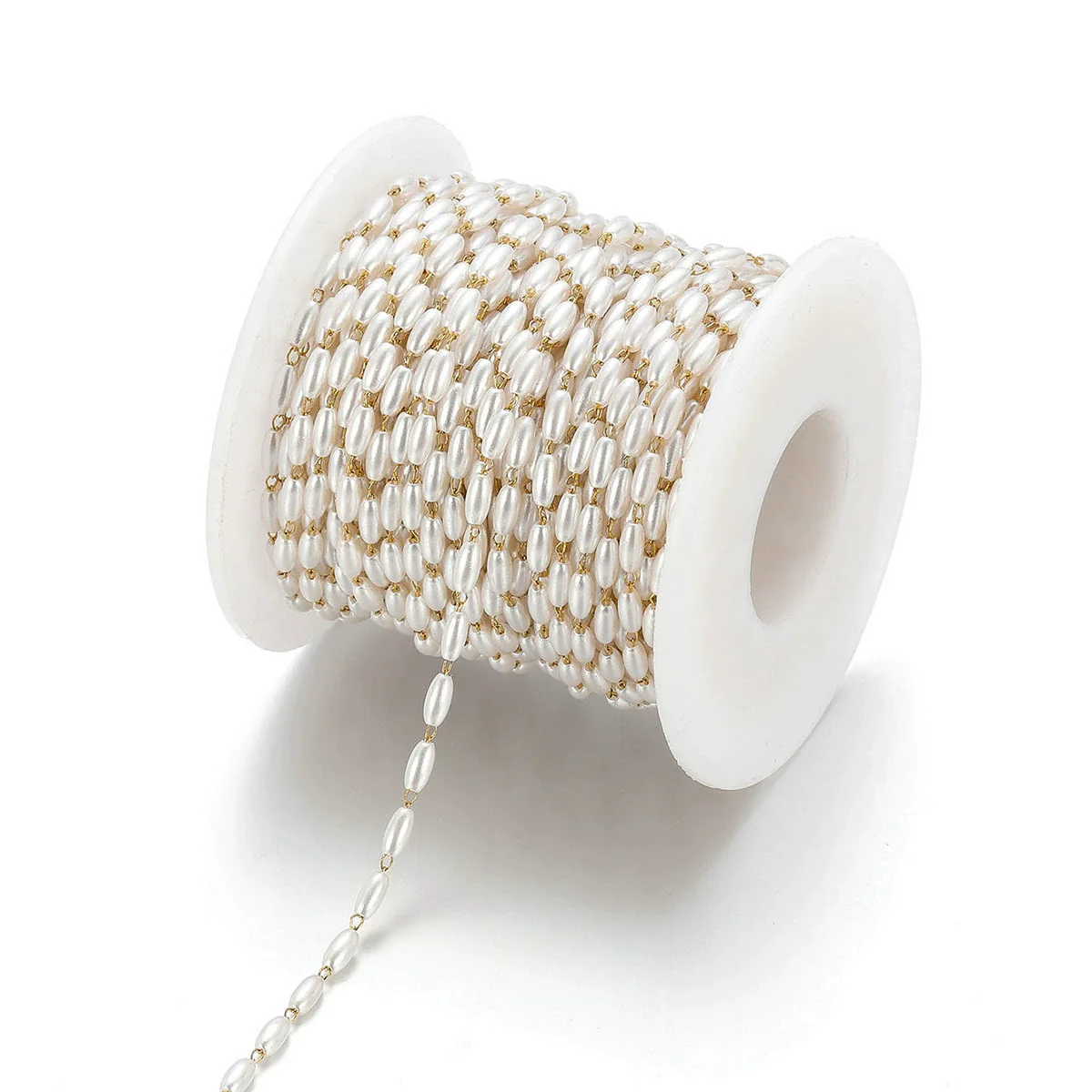 Wholesale Stainless Steel Oval Faux White Pearl Chain Necklace Handmade With Electroplating - Image 6